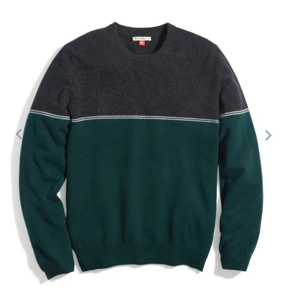 Marine layer Mason Colorblock Cashmere Sweater in Charcoal/Green